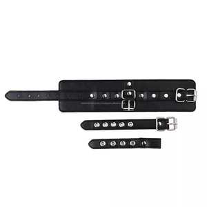 Menottes en cuir noir de haute qualité pour le bondage, avec attache pour le pouce, pour adultes, jouets sexuels, fétichisme, dispositifs de retenue - Product Image 3