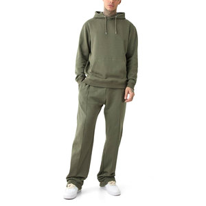 Conjunto de sudadera y pantalones de chándal acampanados de algodón de gran tamaño para hombre, chándal de invierno con estampado 3D personalizado para hombre, chándal de dos piezas de lana - Product Image 1