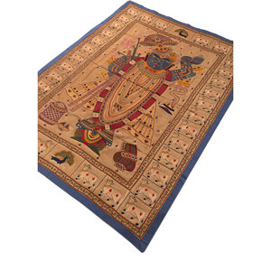 Tapiz de Pared de Tela de Algodón Estilo Bohemio con Arte Pichwai, Color Rosa y Morado, Estilo Navideño para Decoración de Interiores y Exteriores - Product Image 2