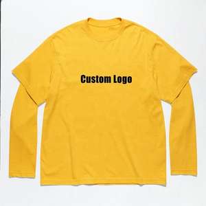 Camiseta de manga larga de doble capa para hombre, venta al por mayor, ropa para correr de verano, Jersey, camisetas de doble capa estampadas informales - Product Image 2