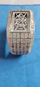 Montre glacée de luxe pour hommes Moissanite émeraude VVS brillant diamant Rectangle boîtier en acier inoxydable cristal pour mouvement eau - Product Image 2