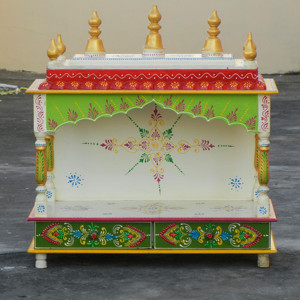 Painted Wooden Temple Mandir <b>For</b> Worship Handmade Altar Hand Painted Puja Ghar <b>Wall</b> Hanging <b>Home</b> Decor - Product Image 5