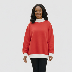 Servicio OEM: Sudadera de Cuello Alto Personalizada para Mujer, Tejida en Felpa, Informal, para Invierno, con Logotipo Frontal y Estampado Puff - Product Image 1