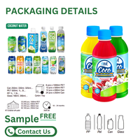 100% Eau de coco pure 300ml Boisson en conserve avec saveur de jus de mangue-Vente en gros de boissons gazeuses-OEM de marque privée