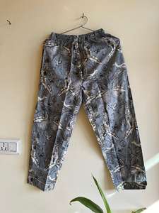 Pijama de algodón transpirable de talla grande para mujer, Conjunto de pijama de algodón suave gris con estampado Floral de animales, traje de noche Sexy cómodo informal - Product Image 3