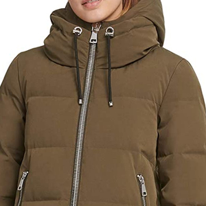 Chaqueta Larga Acolchada de Invierno 2025 para Mujer, Impermeable, de Lona Transpirable, Rellena de Algodón, con Capucha y Logotipo Personalizado - Product Image 2