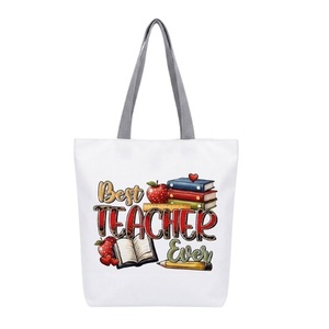 Bolsa de tela con diseño de mejor profesor, reutilizable, para compras, regalo divertido para el aula, uso diario, 27x37cm - Product Image 1