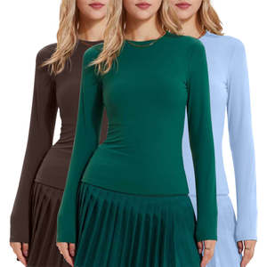 Nouvelle conception de blouses en jean pour femmes, élégantes, à manches longues, plissées, taille haute, décontractées, pour le bureau, usage hospitalier - Product Image 2