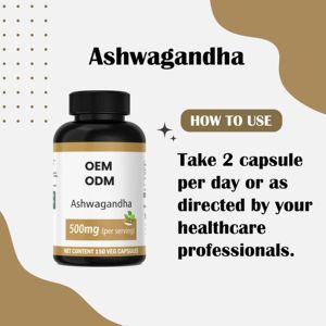 แคปซูล Ashwagandha ออร์แกนิค500มก. แคปซูล150อาชวันดาผลิตภัณฑ์เสริมสมุนไพร OEM ตามสั่ง - Product Image 3