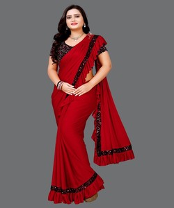 Prêt à porter Party Wear Séquence Travail Dentelle Borer Gary Couleur Dernière Mode Saree Avec Belle Blouse en Vêtement Ethnique - Product Image 2