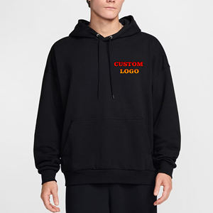 Sweats à capuche surdimensionnés de haute qualité avec logo imprimé personnalisé pour hommes couleur noire unie confortable streetwear logo personnalisé sweat à capuche baggy pour homme - Product Image 6