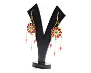 Ruby and <b>Emerald</b> Gemstone <b>Hoop</b> <b>Earring</b> Set With Gold Plated Round Shape Gift for Her Handmade Jewelry - Product Image 3