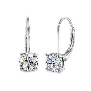 Moissanite <b>Earrings</b>, Brilliant Round Cut Lab Created <b>Diamond</b> <b>Earrings</b> 18K White Gold Sterling Silver <b>Dangle</b> <b>Earrings</b> MoissanitE - Product Image 6