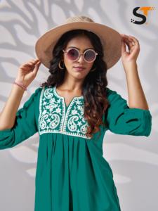 Última colección de verano Top de túnica de rayón pesado para mujer Ropa occidental india y pakistaní Exportación directa del fabricante - Product Image 5