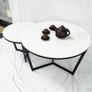 Modern Nesting <b>Sofa</b> <b>Table</b> with Glass Top and Metal Legs 70x70x45cm Living Room Furniture TT68167 - Product Image 3