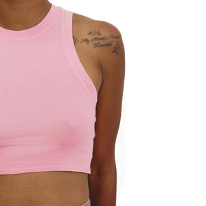 Camiseta sin mangas corta de algodón y poliéster para mujer, camiseta sin mangas corta de secado rápido al mejor precio para mujer a la venta - Product Image 5