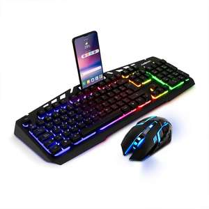 Ratón Mecánico para Juegos con Cable USB y Teclado RGB Retroiluminado de 104 Teclas con Función Impermeable e Iluminación LED para Juegos de PC - Product Image 1