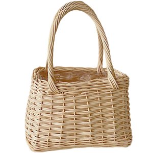 Tienphong Wholesale Rectangular Handwoven Rattan <b>Small</b> <b>Basket</b> with Handle for Flower Gifts in Beige - Product Image 2