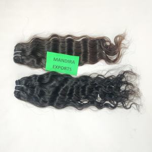 100% Remy naturel temple indien faisceaux aucun traitement chimique vague couleur noire ondulés extensions de cheveux humains - Product Image 1