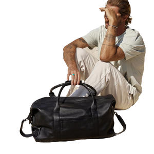 Customised Vegan PU Leather Weekender Duffel <b>Bag</b> Foldable Panelled Casual Travel Duffle Stylish Zipper Genuine Leather <b>Material</b> - Product Image 4