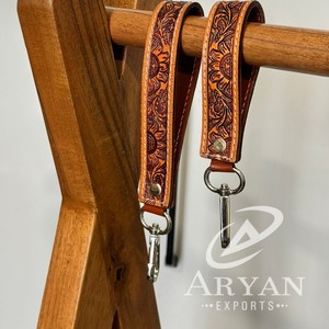 Nouveau bracelet en cuir naturel usiné en cuir véritable porte-clés ensemble porte-clés personnalisé-clé de voiture Cowgirl clé de clé occidentale porte-clés - Product Image 1