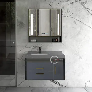 Euro Style High End Bathroom Vanity Cabinet Bath Vanity Set With Sink Smart Mirror