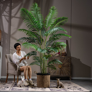 Palmera Areca Artificial Grande, Planta Artificial Realista al Tacto, <span class=keywords><strong>Dypsis</strong></span> <span class=keywords><strong>Lutescens</strong></span> con Maceta para Decoración de Hogar, Oficina, Sala de Estar, Vestíbulo de Hotel - Product Image 5