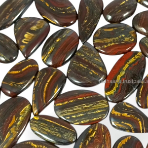 Lote al por mayor de cabujones de hierro natural Tiger, piedras preciosas sueltas, envueltas en alambre, hechas a mano, de formas mixtas, pulidas, con propiedades curativas - Product Image 4