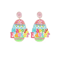 Cadeau de mariage de Pâques à la mode plaqué or Zircon boucles d'oreilles perlées lapin indien carotte lettre Hop fabriqué par MD artisanat