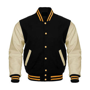 Black Faux Pu Leather Short Street Style Logo Cropped Letterman Jackets Custom Boxy Varsity Bomber Jacket Men - Product Image 5