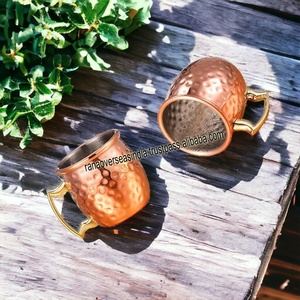 Mini tasse en cuivre Mule de Moscou meilleure vente tasse martelée avec poignée en laiton pour la maison cuisine Bar verres - Product Image 2