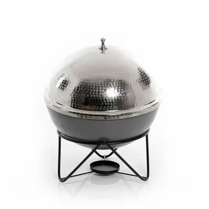 Réchauffeur en acier inoxydable de qualité supérieure de forme ronde pour le réchauffement des aliments de table New Look Metal Hotpot Nickel Plated Casserole - Product Image 2