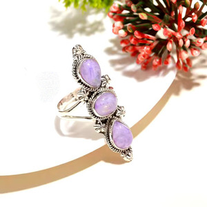 Piedra de amatista natural, pera y piedra de corte ovalado, ajuste de bisel, anillo de Plata de Ley 925 para mujer y niña, venta al por mayor a granel - Product Image 2