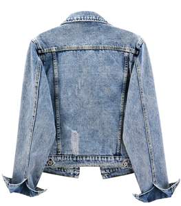 Veste en jean OEM pour femme bleu foncé à prix d'usine, avec poches intérieures et fermeture boutonnée, conçue pour le confort des femmes en toutes saisons - Product Image 2