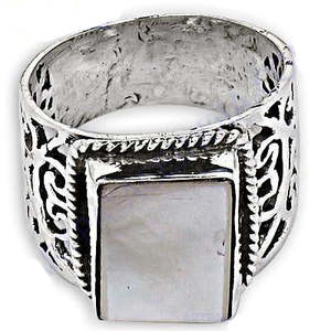 Anillo de Moda para Hombre de Plata 925 con Piedra Blanca, Diseño Rectangular, Joyería - Product Image 2