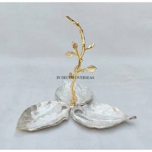 Set of 3 Round Shaped Bowls <b>Tray</b> Hammered Texture Silver Shiny Polished Dry Fruits Sweets Serving Metal Material Most Demanded - Product Image 5