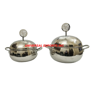 Hotpot de acero inoxidable de diseño árabe con tapa pulida de espejo Diseñador de forma redonda Nuevo calentador de alimentos de metal - Product Image 5