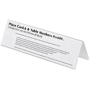 Marque-places et numéros de table DURABLES en PVC-plastique rigide transparent 297 x 105/210 mm 25 unités/paquet - Product Image 2