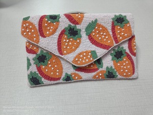 Sac à main élégant bohème fait à la main perlé pour les femmes sac de soirée brodé avec perles de verre style enveloppe à la mode pour les filles - Product Image 4