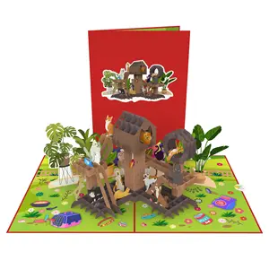 Cat House Pop Up Card Greeting Cards Birthday Valentine Anniversary Thank You Laser Cutting Handmade 3D Pop Up Card