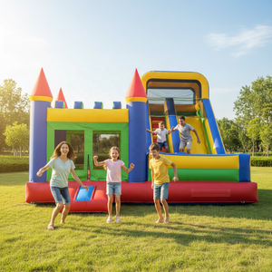 Château Gonflable Commercial Heavy Duty avec Toboggan, Grand Bouncer pour Adultes et Enfants <span class=keywords><strong>Location</strong></span> Fêtes - Product Image 1