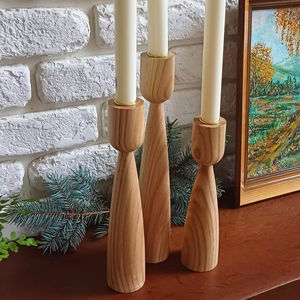 Support à bougie en bois décoratif pour les intérieurs modernes et traditionnels, élégant porte-bougie en bois pour le salon, table - Product Image 1