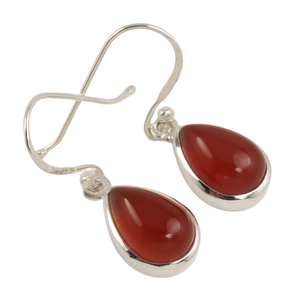 925 <b>Solid</b> Sterling <b>Silver</b> Carnelian Gemstone Dangle <b>Earrings</b> Elegant Wedding Jewelry for Women and Girls - Product Image 1