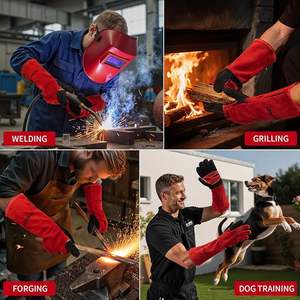 Guantes de soldadura TIG de cuero de primera calidad, resistentes, hechos a medida, guantes de trabajo de cuero vacuno. - Product Image 4