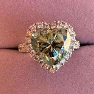 Anillo de Halo de Moissanita Original de Color Azul Verde, Plata 925, Anillo de Promesa de Aniversario, Joyería Fina, Anillo de Promesa para Pareja - Product Image 1