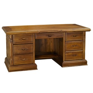 Magnífico Escritorio de Oficina Modular de Madera Maciza de Teca Tallada a Mano de Estilo Europeo con 5.8 Pies de Largo para Sala de Estudio - Product Image 1