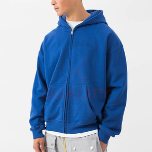 Polaire d'hiver personnalisée 100% qualité coton polyester sweats à capuche zippés pour hommes avec col à capuche motif solide thermique à vendre - Product Image 3