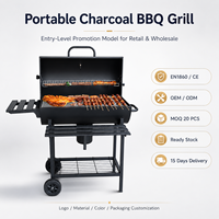 Barbecue au charbon certifié CE ETL GS avec rôtissoire, fût en acier épaissi de 2,0 mm, fumoir, garantie 5 ans, usine OEM