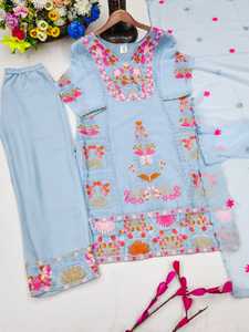 Traje étnico Salwar Kameez para mujer con Dupatta Semicosido para fiestas, bodas y festivales, ropa india y pakistaní - Product Image 3