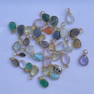 Colgantes de Piedras Facetadas Naturales de 12 mm en Rosa, Morado, Negro, Azul y Naranja, con Engaste de Bisel, Chapado en Oro, Plata de Ley 925, AAA, Bonitos - Product Image 2